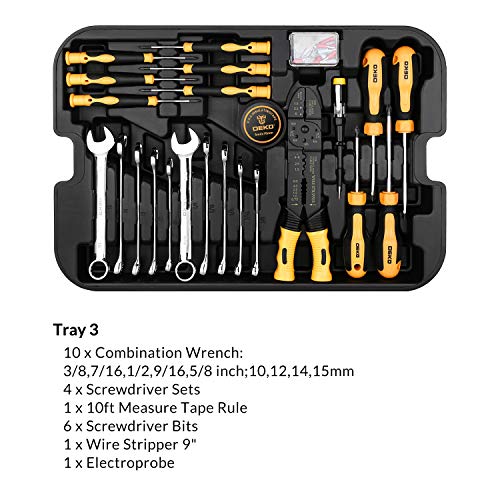DEKOPRO 258 Piece Tool Kit with Rolling Box