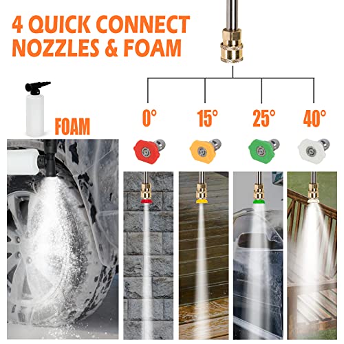 4000PSI Electric Power Washer with Foam Cannon & 4 Tips