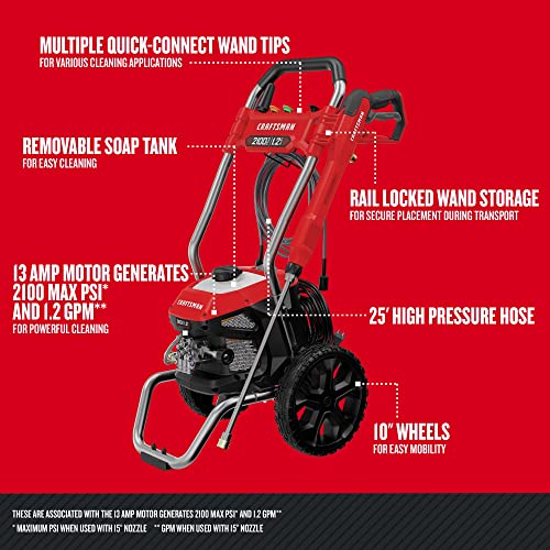 CRAFTSMAN Electric Pressure Washer, 2100-PSI, 1.2 GPM
