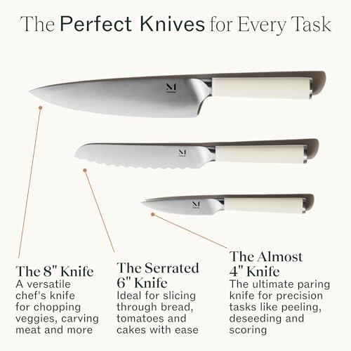Carbon Stainless Japanese Chef's Knife Trio with Razor-Sharp Blade