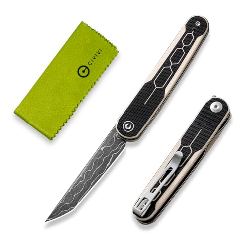 CIVIVI KwaiQ Folding Pocket Knife Damascus Tanto Blade