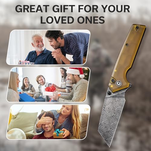 CIVIVI Amirite Damascus Folding Knife, Modified Wharncliffe Blade