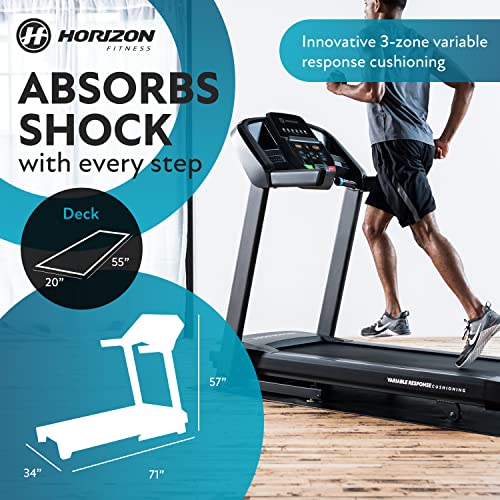 Horizon Fitness T101 Folding Treadmill with Incline, Bluetooth