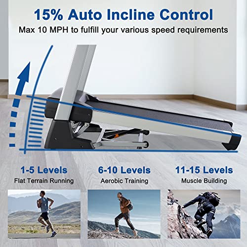 BORGUSI Electric Folding Treadmill with Bluetooth Speaker