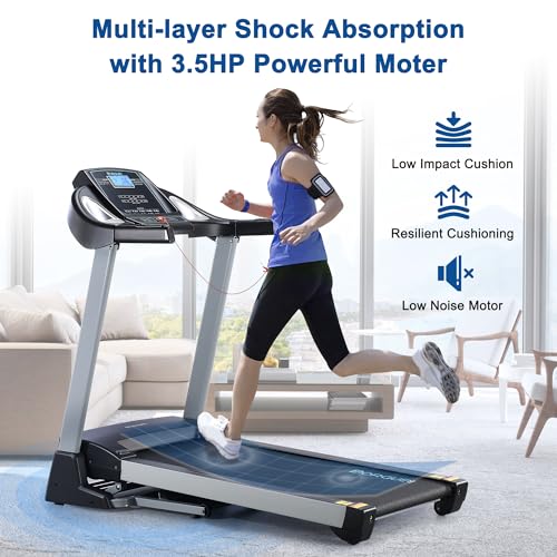 BORGUSI Electric Folding Treadmill with Bluetooth Speaker