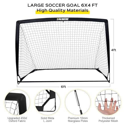 6x4 ft Kids Soccer Goals Set - Portable, Training Kit with Goal Target