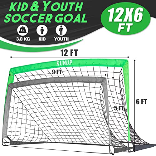 Kunup Portable 12x6FT Soccer Goal Net with Carrying Bag