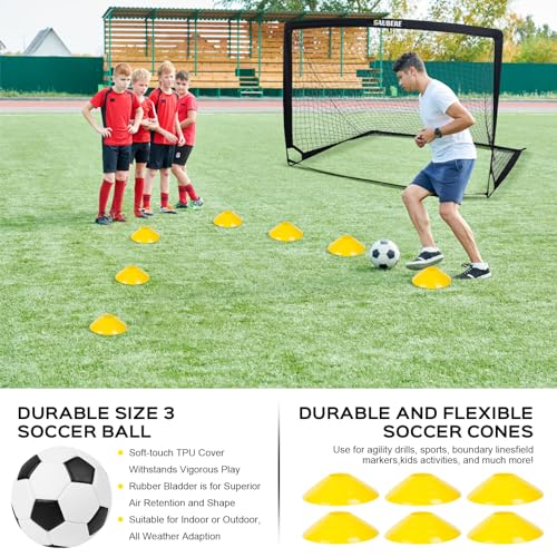 6x4 ft Kids Soccer Goals Set - Portable, Training Kit with Goal Target