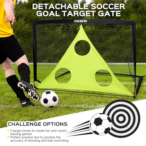 6x4 ft Kids Soccer Goals Set - Portable, Training Kit with Goal Target