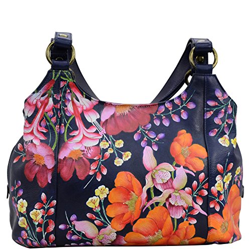 Hand Painted Leather Hobo - Moonlight Meadow