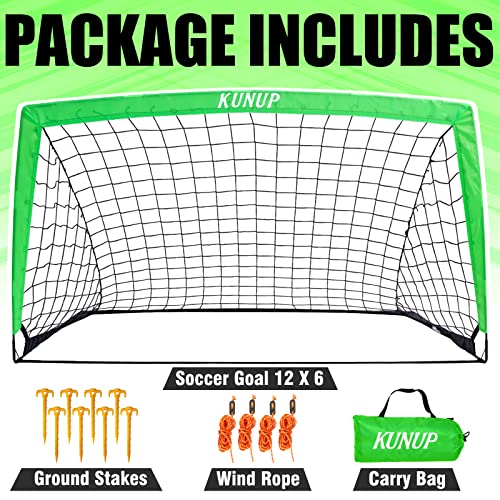 Kunup Portable 12x6FT Soccer Goal Net with Carrying Bag