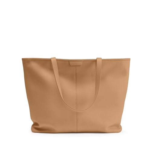 Camel Leather Large Zip Downtown Tote Bag