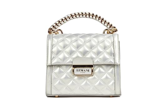 Silver Leather Rolled Handle Bag