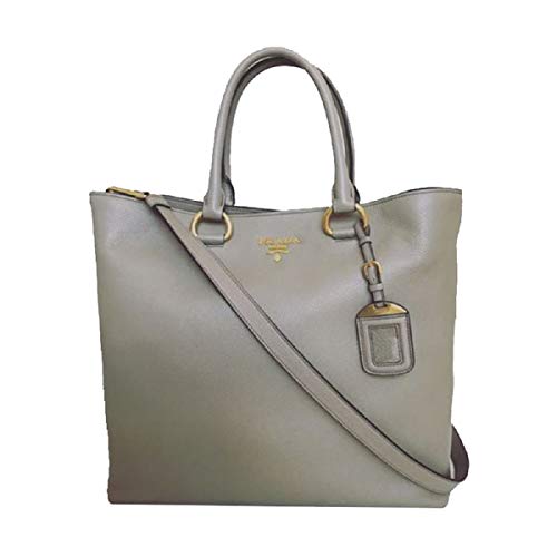 Prada Women's Gray Vitello Phenix Shopping Tote Bag