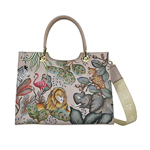 Anuschka Women’s Hand-Painted Leather Medium Satchel - African Adventure