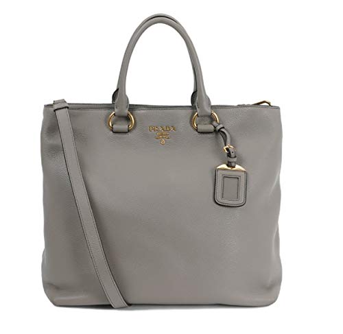 Prada Women's Gray Vitello Phenix Shopping Tote Bag