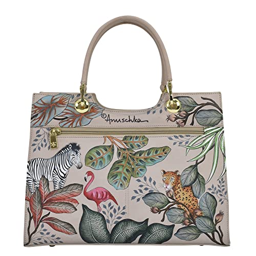 Anuschka Women’s Hand-Painted Leather Medium Satchel - African Adventure
