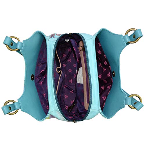 Hand Painted Leather Satchel - Jardin Bleu VIP