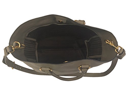 Prada Women's Gray Vitello Phenix Shopping Tote Bag