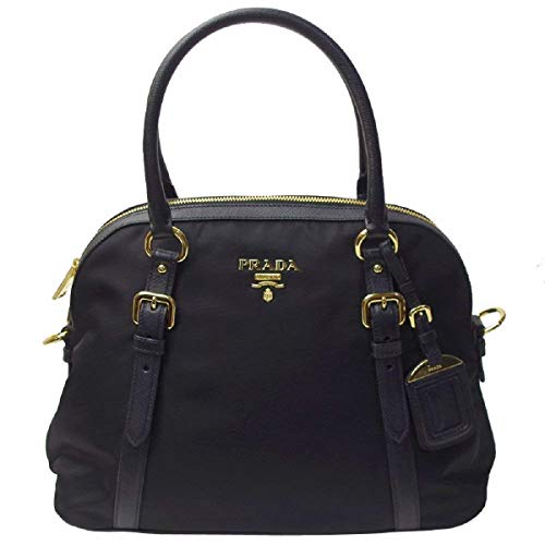 Prada Black Nylon Saffiano Leather Handbag