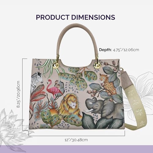 Anuschka Women’s Hand-Painted Leather Medium Satchel - African Adventure