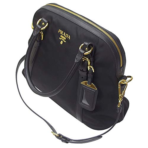 Prada Black Nylon Saffiano Leather Handbag