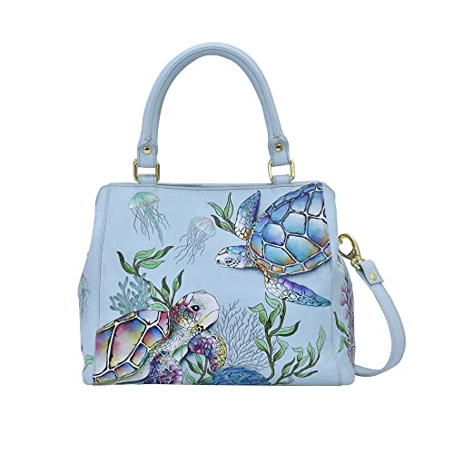 Hand-Painted Leather Multi Compartment Satchel - Underwater Beauty