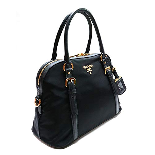 Prada Black Nylon Saffiano Leather Handbag