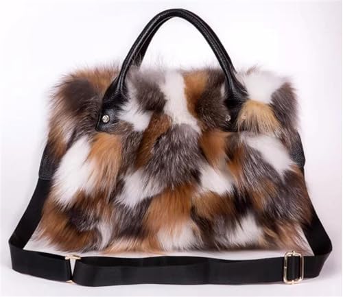 Luxury Fox Fur Handbag for Women - Brown