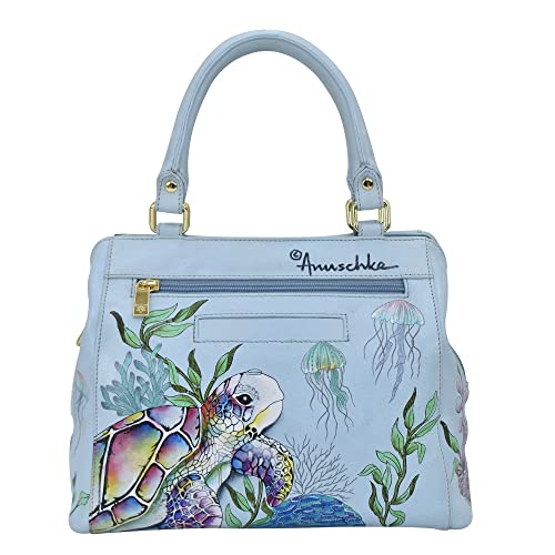 Hand-Painted Leather Multi Compartment Satchel - Underwater Beauty
