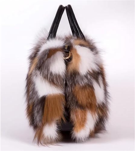Luxury Fox Fur Handbag for Women - Brown