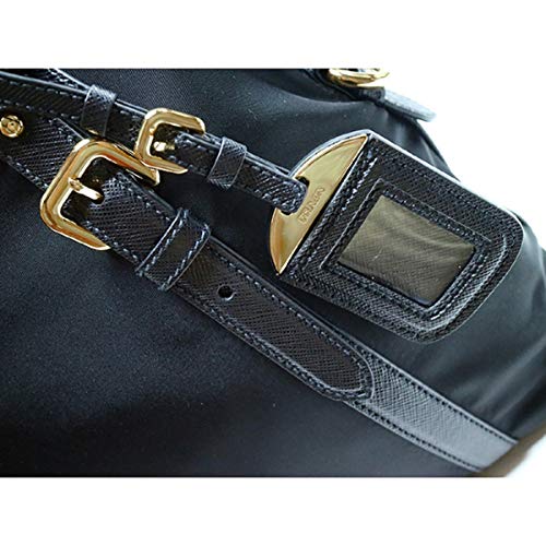 Prada Black Nylon Saffiano Leather Handbag