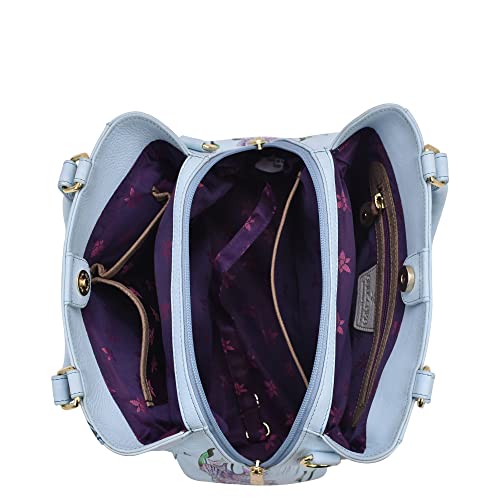 Hand-Painted Leather Multi Compartment Satchel - Underwater Beauty