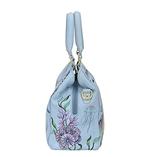 Hand-Painted Leather Multi Compartment Satchel - Underwater Beauty
