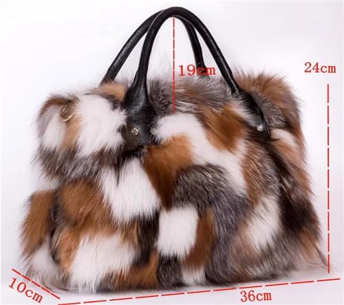 Luxury Fox Fur Handbag for Women - Brown