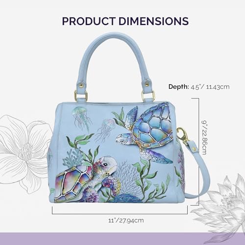 Hand-Painted Leather Multi Compartment Satchel - Underwater Beauty