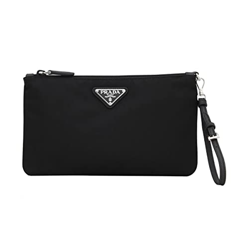 Prada Black Nylon Pouch with Silver Logo, Small