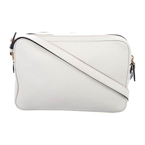 Prada White Vitello Phenix Leather Crossbody Handbag