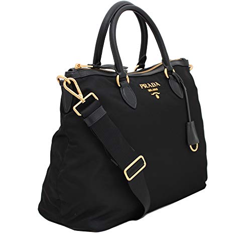 Prada Black Nylon Tote with Leather Trim