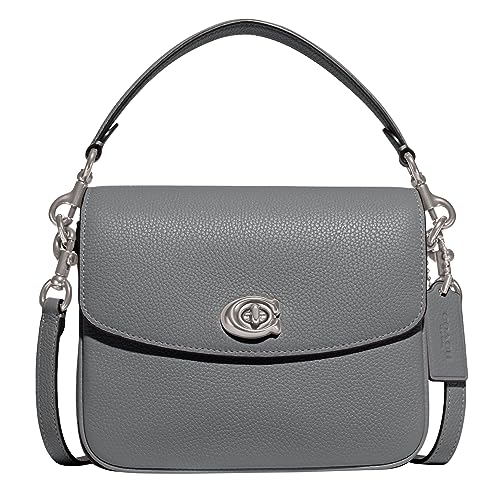 COACH Polished Pebbled Leather Crossbody Bag, Grey Blue