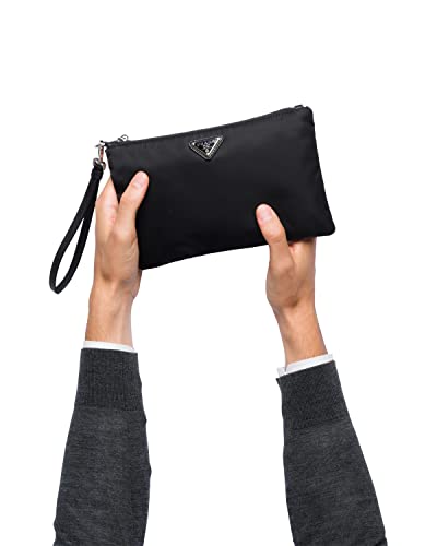 Prada Black Nylon Pouch with Silver Logo, Small