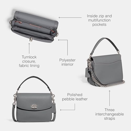 COACH Polished Pebbled Leather Crossbody Bag, Grey Blue