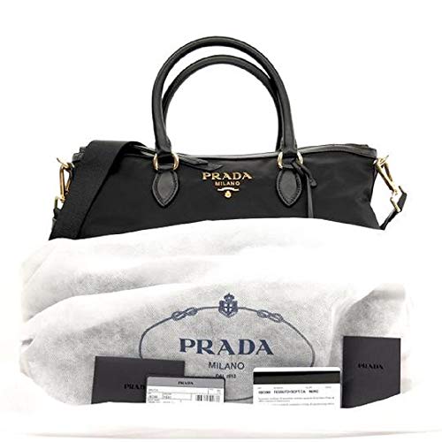 Prada Black Nylon Tote with Leather Trim