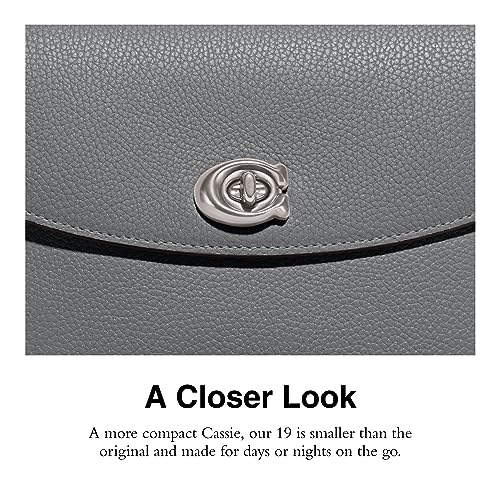 COACH Polished Pebbled Leather Crossbody Bag, Grey Blue