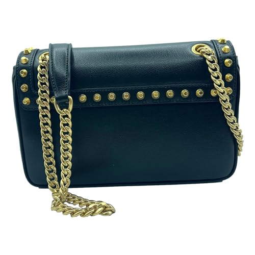 Prada Blue Black Glace Studded Crossbody Handbag