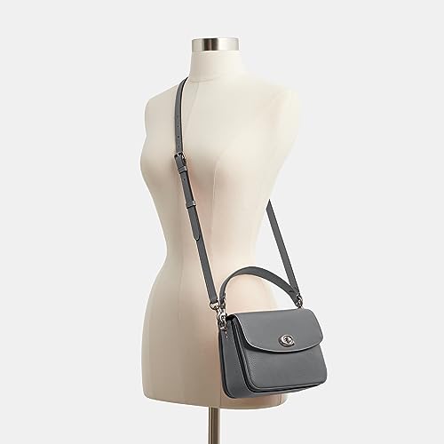 COACH Polished Pebbled Leather Crossbody Bag, Grey Blue