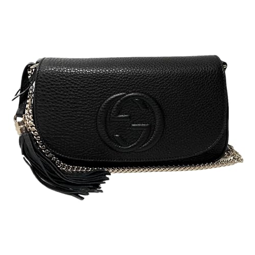 Gucci Soho Black Gold Tassel Leather Flap Shoulder Bag