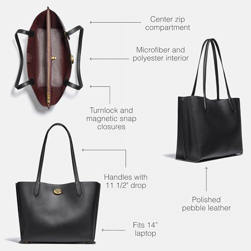 COACH Black Pebble Leather Willow Tote VIP Collection