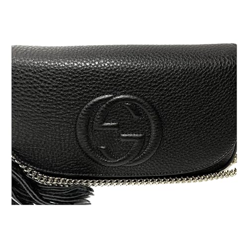 Gucci Soho Black Gold Tassel Leather Flap Shoulder Bag