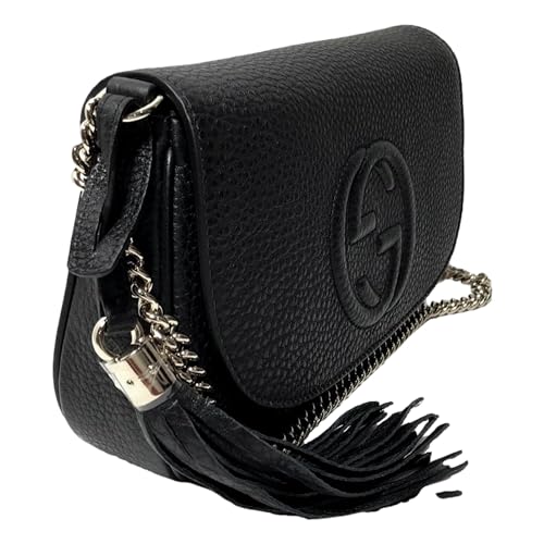 Gucci Soho Black Gold Tassel Leather Flap Shoulder Bag